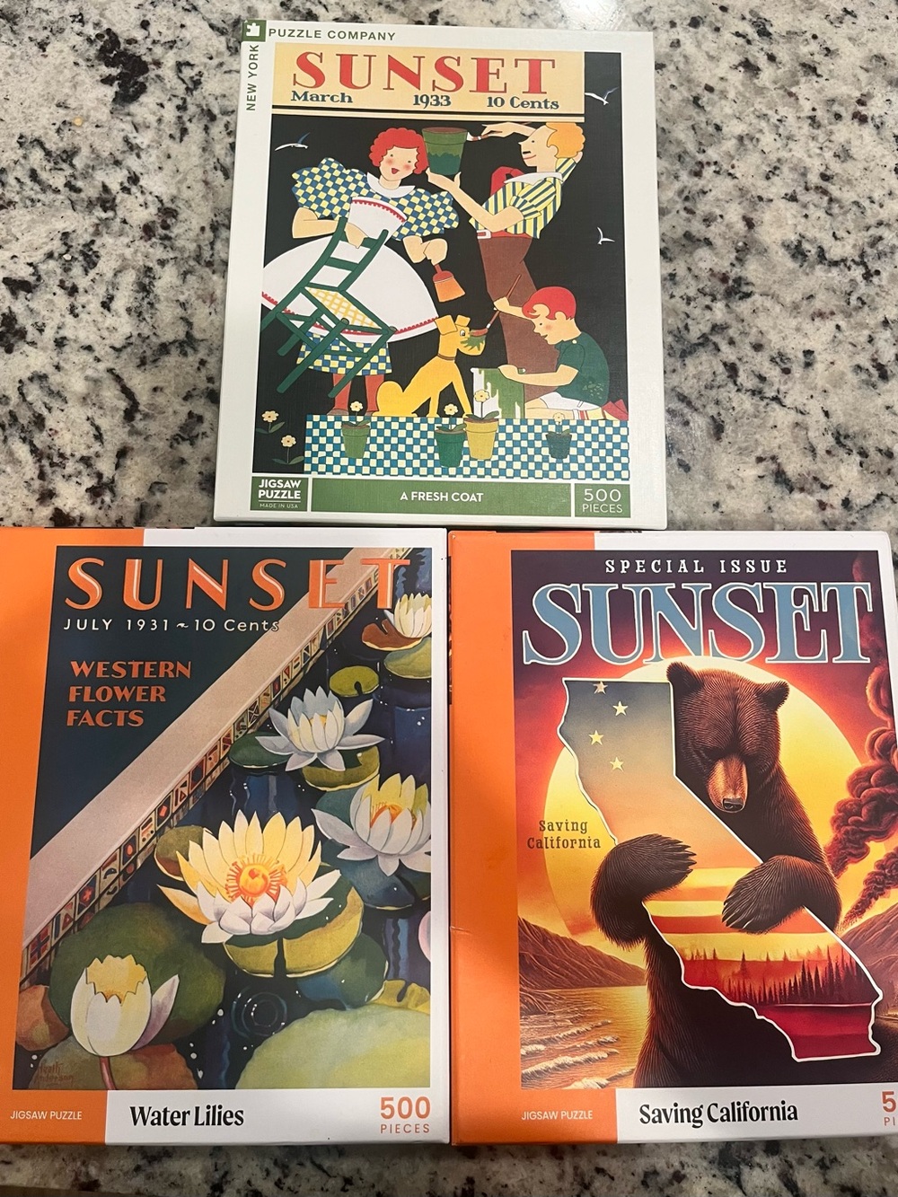 Sunset Vintage Cover Jigsaw Puzzles - lot of 3-